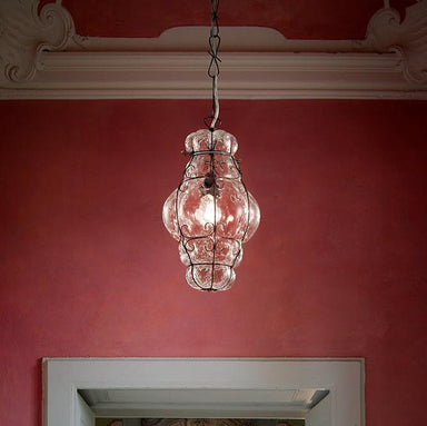 Hand-Blown Timeless Pendant Ceiling Lamp With One Diffuser And Murano Glass