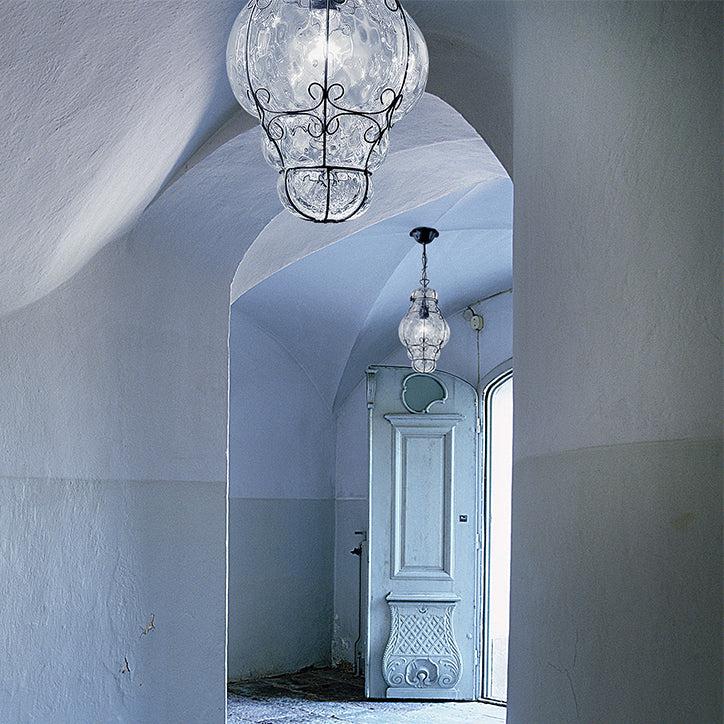 Hand-Blown Timeless Pendant Ceiling Lamp with one diffuser and Murano Glass