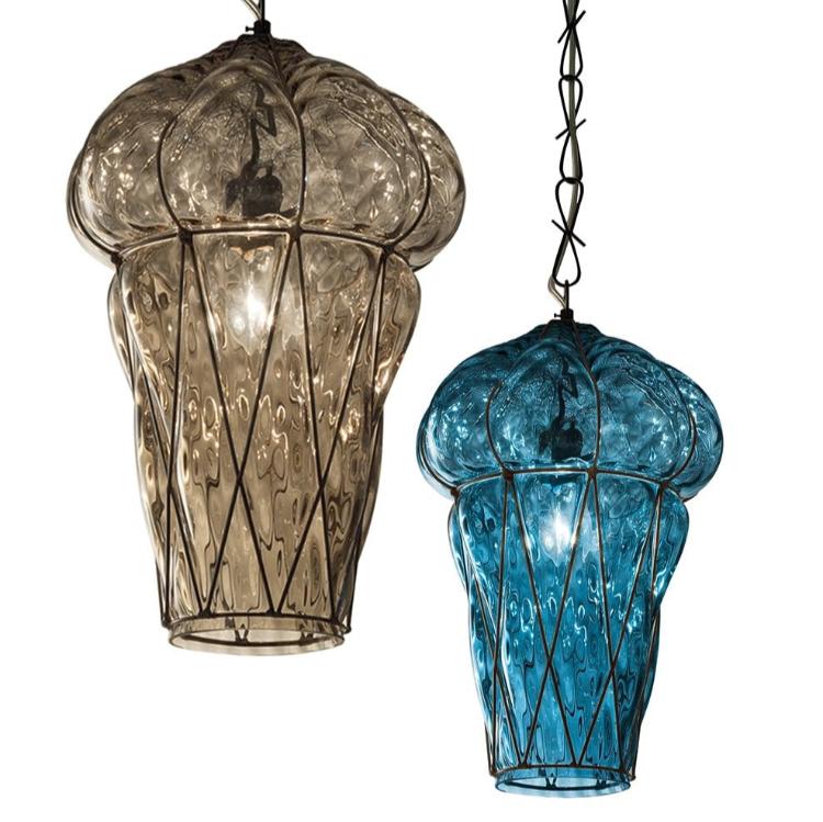 Hand-Blown Timeless Pendant Ceiling Lamp with one diffuser and Murano Glass