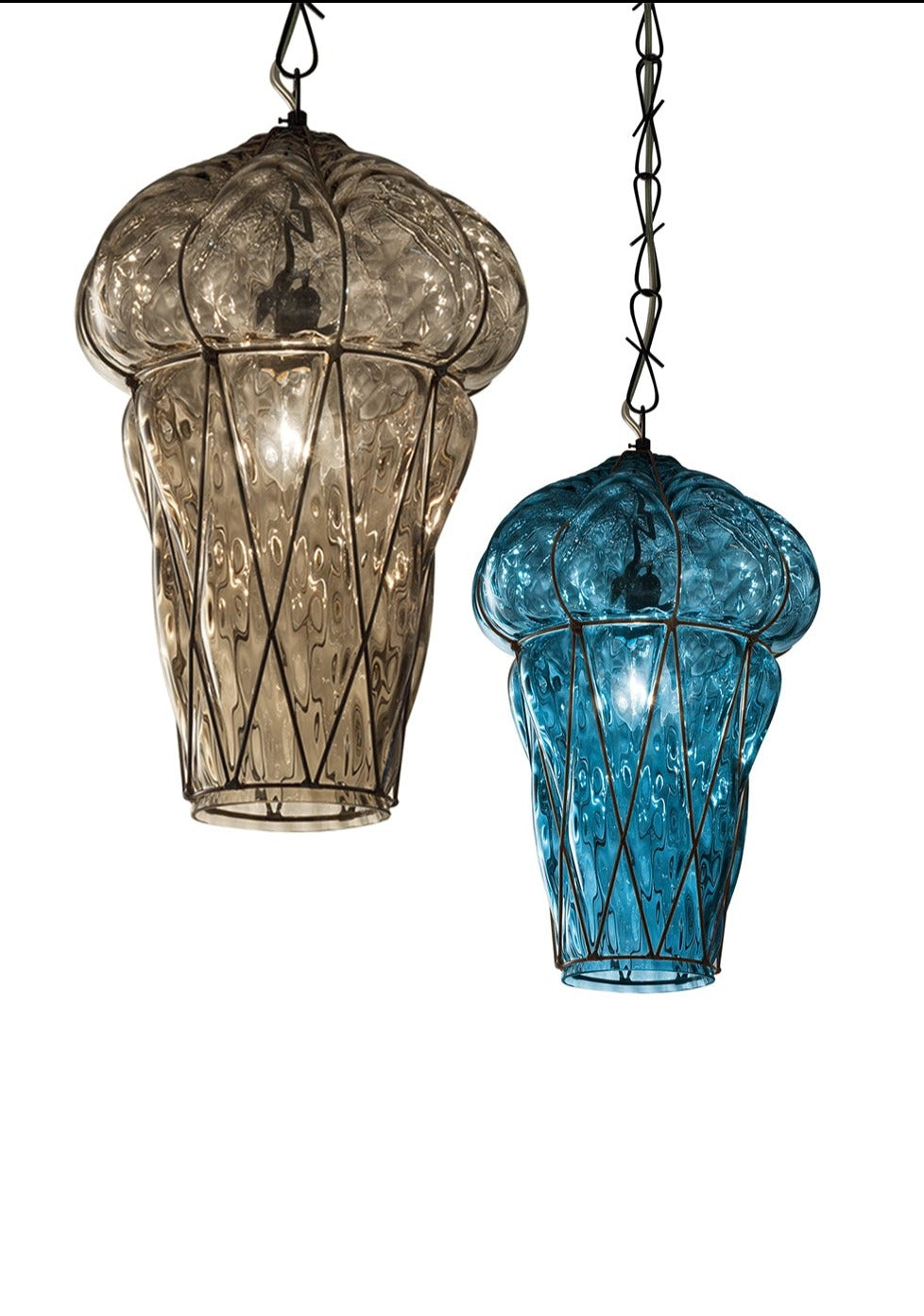 Hand-Blown Timeless Pendant Ceiling Lamp with one diffuser and Murano Glass