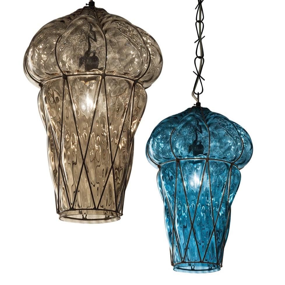 Hand-Blown Timeless Pendant Ceiling Lamp with one diffuser and Murano Glass