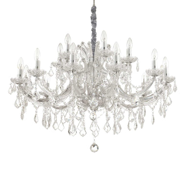 Traditional 18 Light Glass and Crystal Chandelier