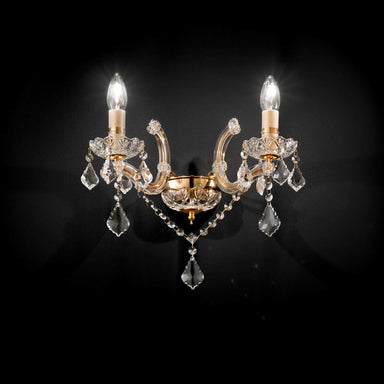 Traditional 2 Arm Gold Glass Wall Light