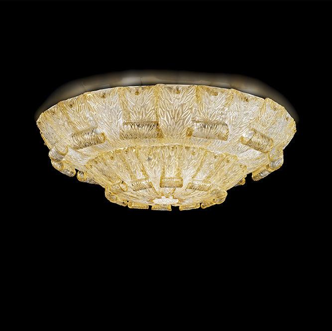 Large Classic Amber Murano Glass Flush Ceiling Lamp Ø122cm