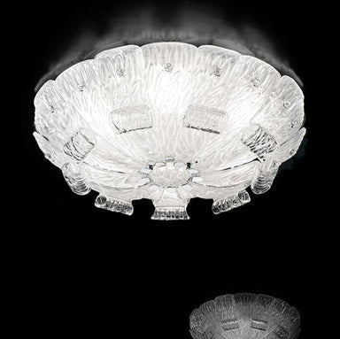 Classic Handblown Venetian Flush Ceiling Lamp | Clear