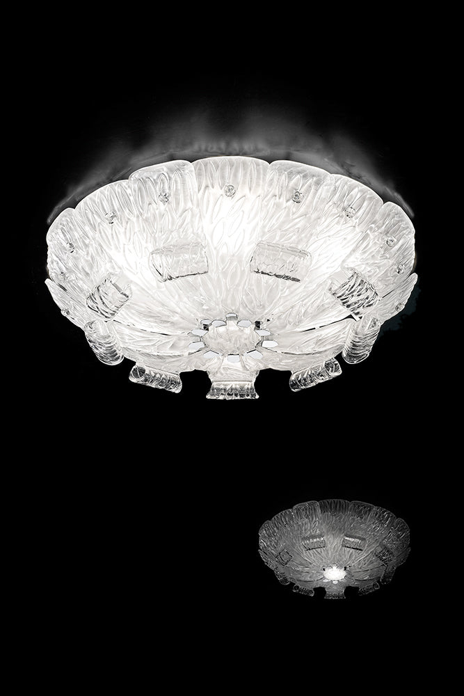 Handmade Embellished Contemporary Venetian Ceiling Lamp With Six Lights And Murano Glass