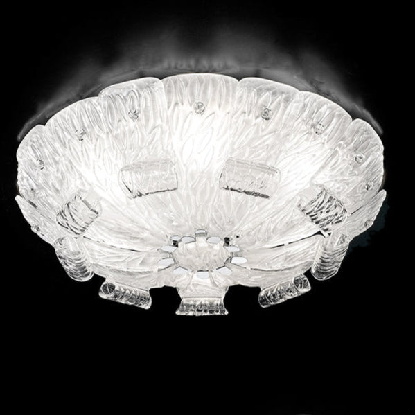 Handmade Classic Venetian Flush Ceiling Lamp In Amber