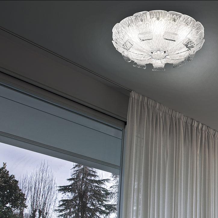 Classic Handblown Venetian Flush Ceiling Lamp | Clear