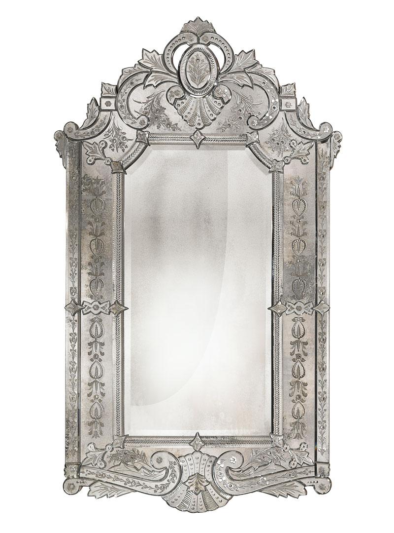 Tall 18th Century-Style Hand-Bevelled And Antiqued Venetian Mirror