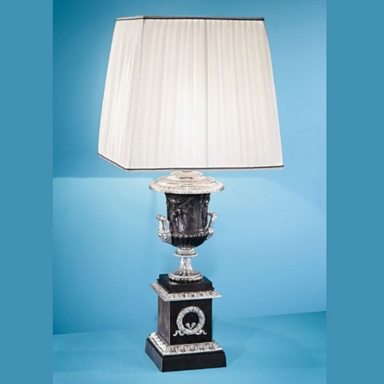 Large Matt Dark Bronze And Antique Silver Table Lamp