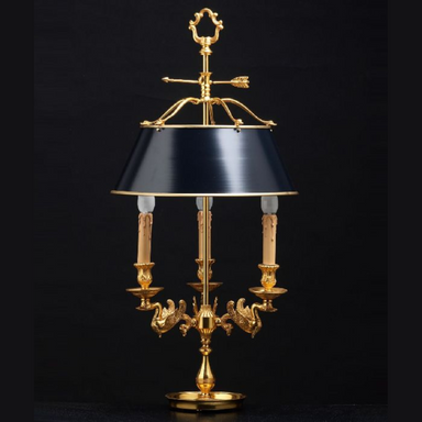 French Gold Table Light with Black or Green Shade
