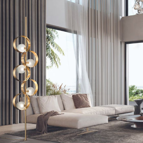 Modern Round Gold Metal Floor Lamp