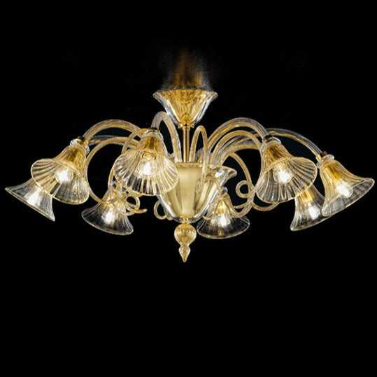 Handmade Elegant Venetian Ceiling Lamp With Eight Shades