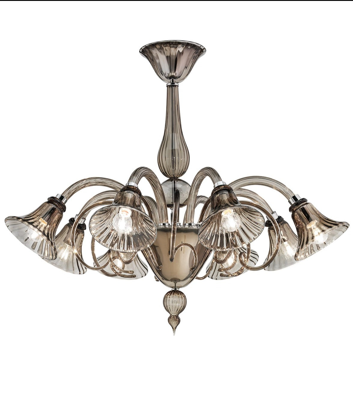 Handmade Elegant Venetian Chandelier With Eight Shades And Murano Glass