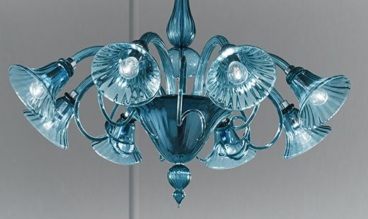 Handmade Elegant Venetian Ceiling Lamp With Eight Shades