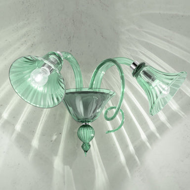 Handmade Elegant Venetian Wall Lamp With Two Shades And Murano Glass