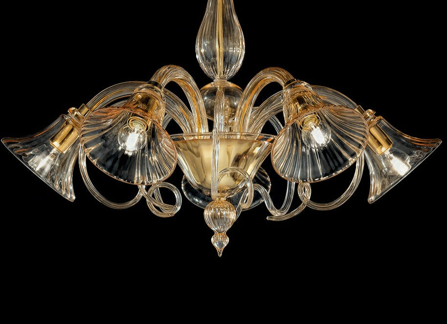 Handmade Elegant Venetian Ceiling Lamp With Eight Shades