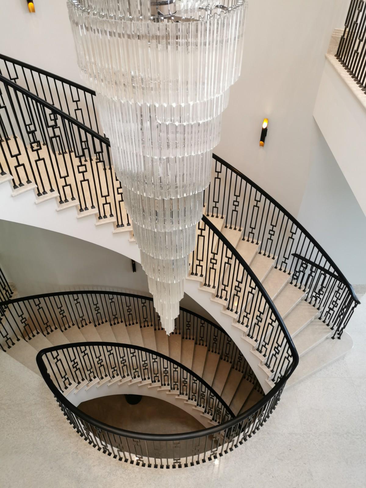 Tall Glass Prism Hallway Chandelier In Custom Sizes