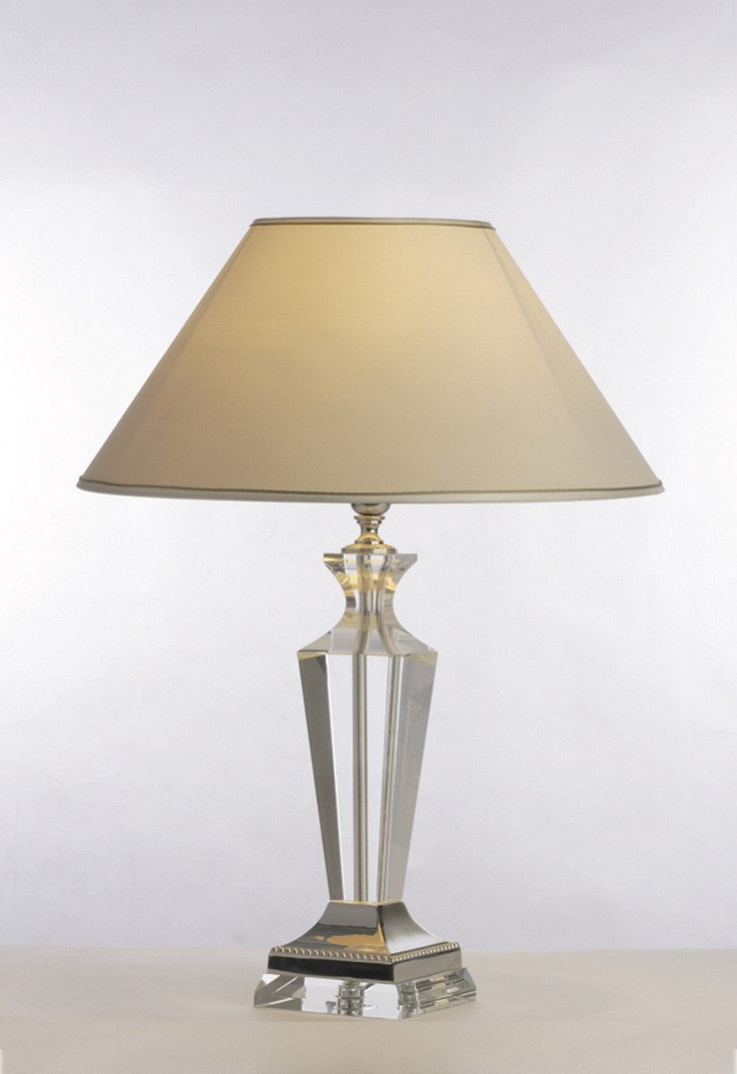 Modern Italian Crystal And Palladium-Plated Table Lamp