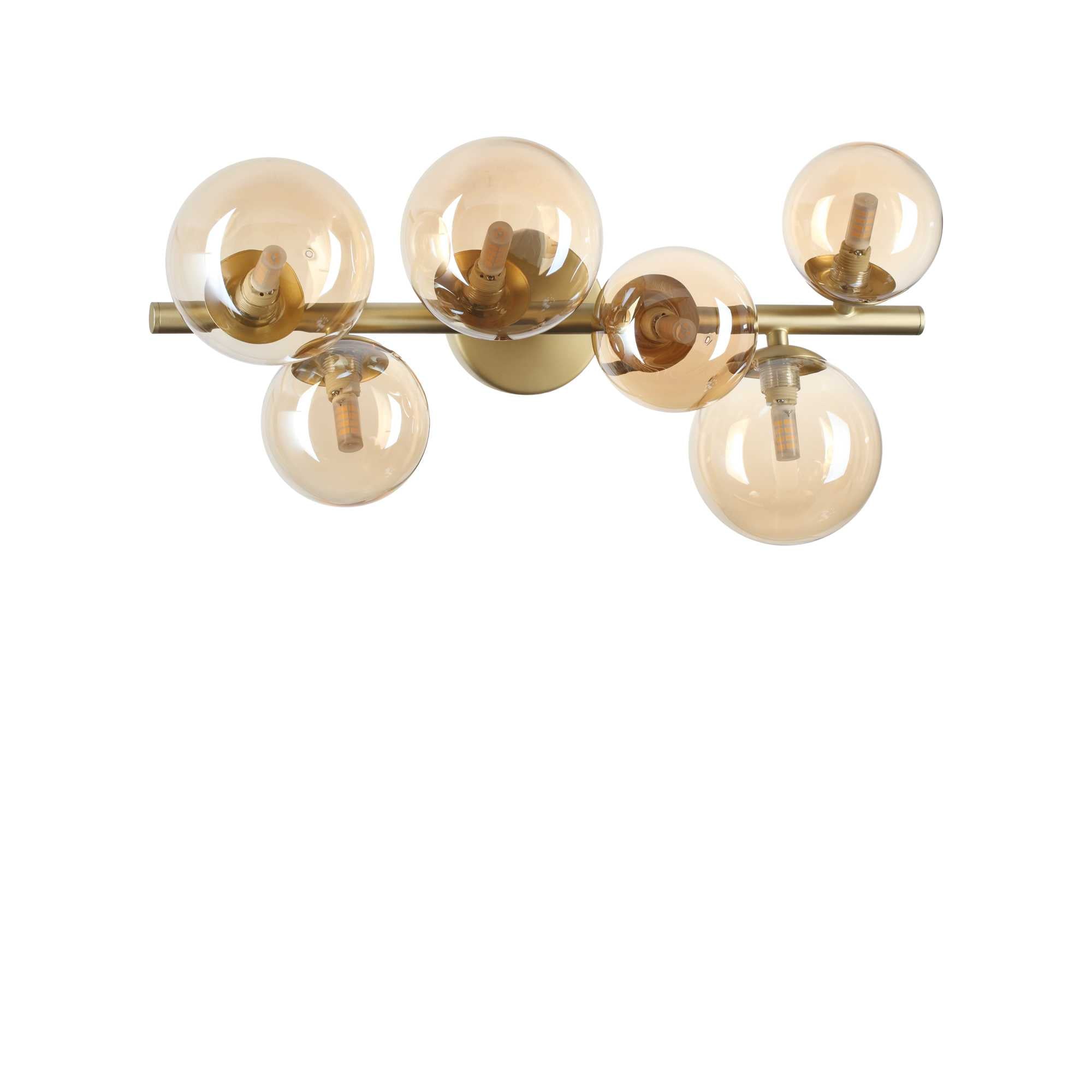 amber 6 light mid century ceiling light Ideal Lux