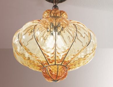 Clear or Amber Venetian Glass Pendant Lantern