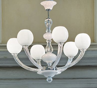 Handmade Fine Italian Chandelier Ceiling Pendant Lamp With Twelve Shades And Murano Glass