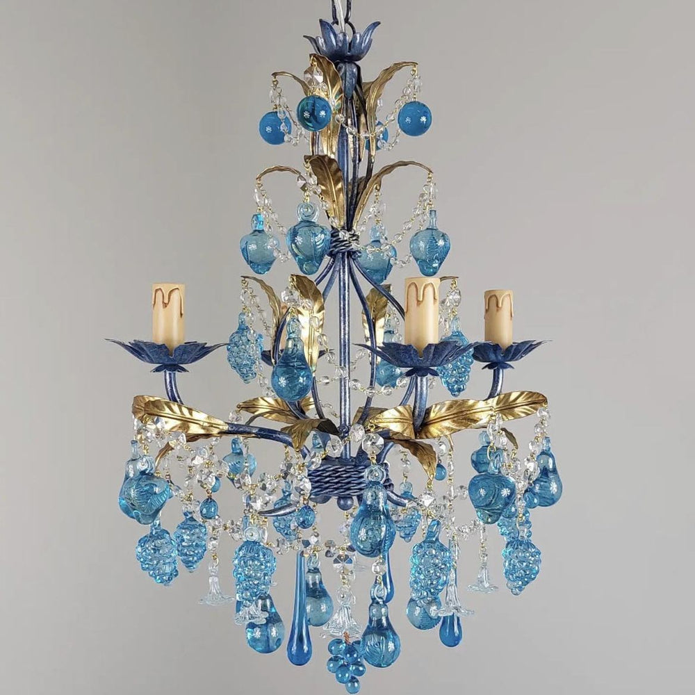 Blue Fruit Chandelier With 4 Arms