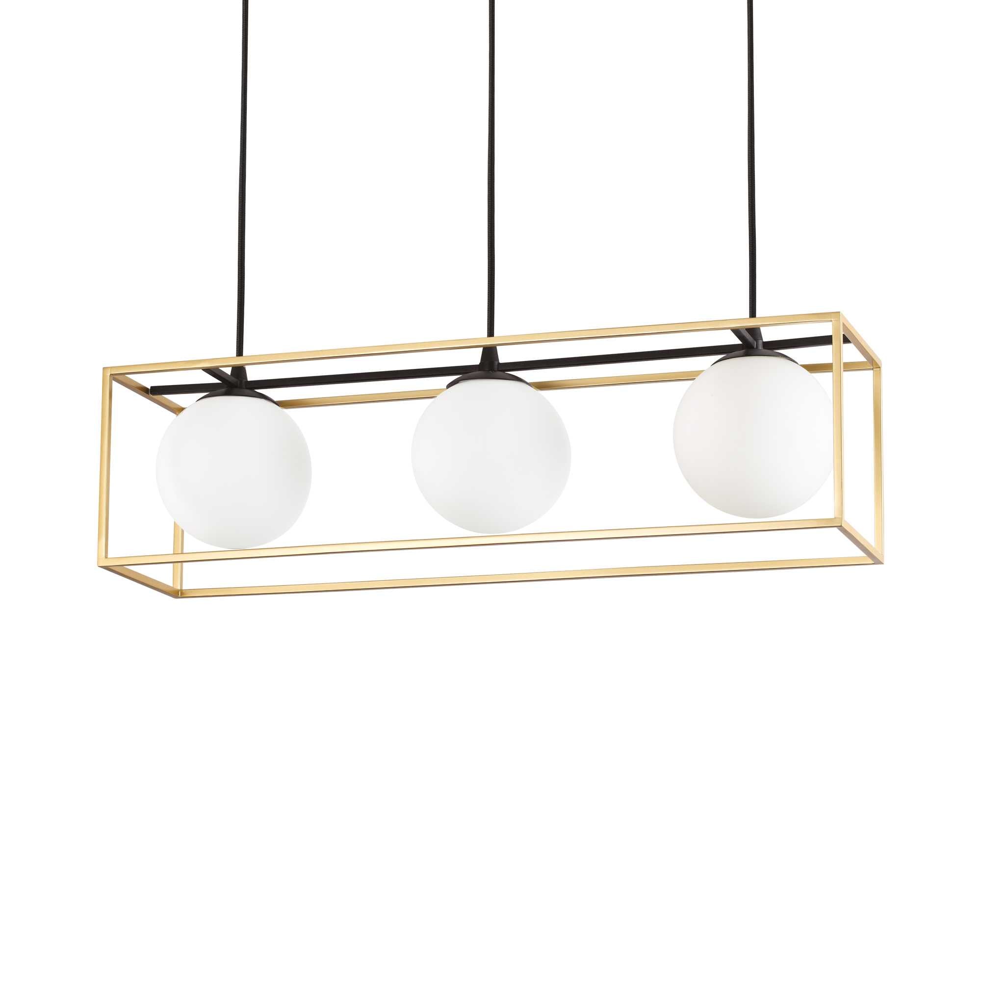 Brass 3 light caged ceiling pendant Ideal Lux 