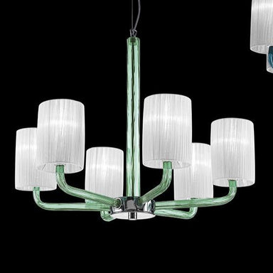 Hand-Blown Classic Fine Italian Chandelier with six shades and Murano glass