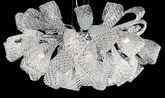Handmade glamorous ceiling lamp with nine arms and Murano Glass