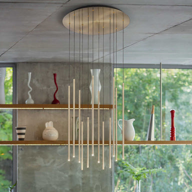 Contemporary Plated Metal Tube Ceiling Pendant