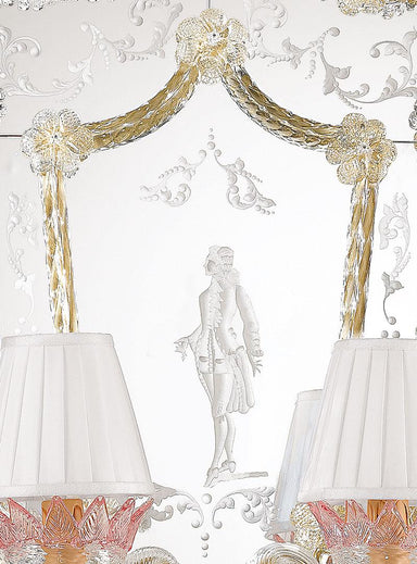 Pair Of Mirrored Wall Sconces Featuring Dame And Cavalier