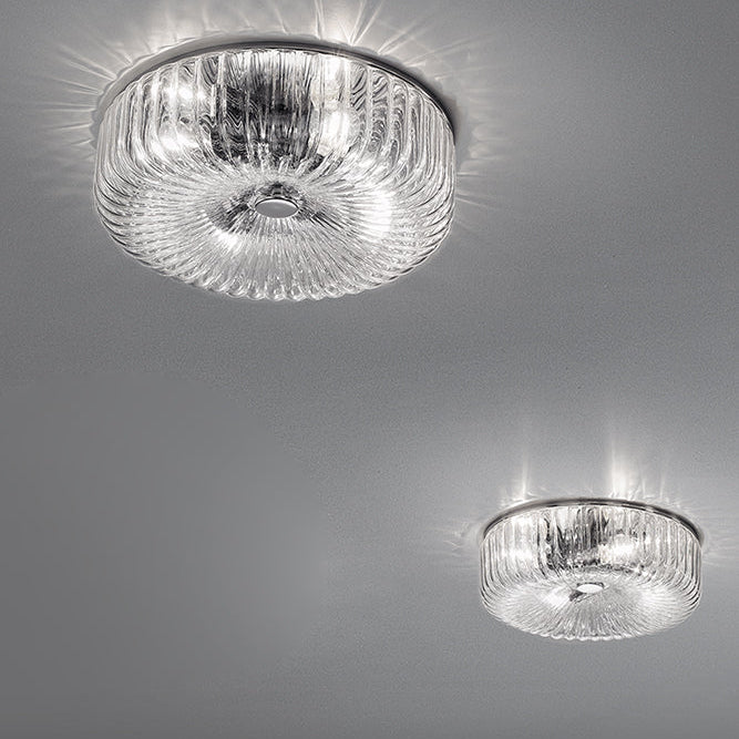 Handcrafted Sophisticated Modern Medium Flush Ceiling Lamp With Murano Glass