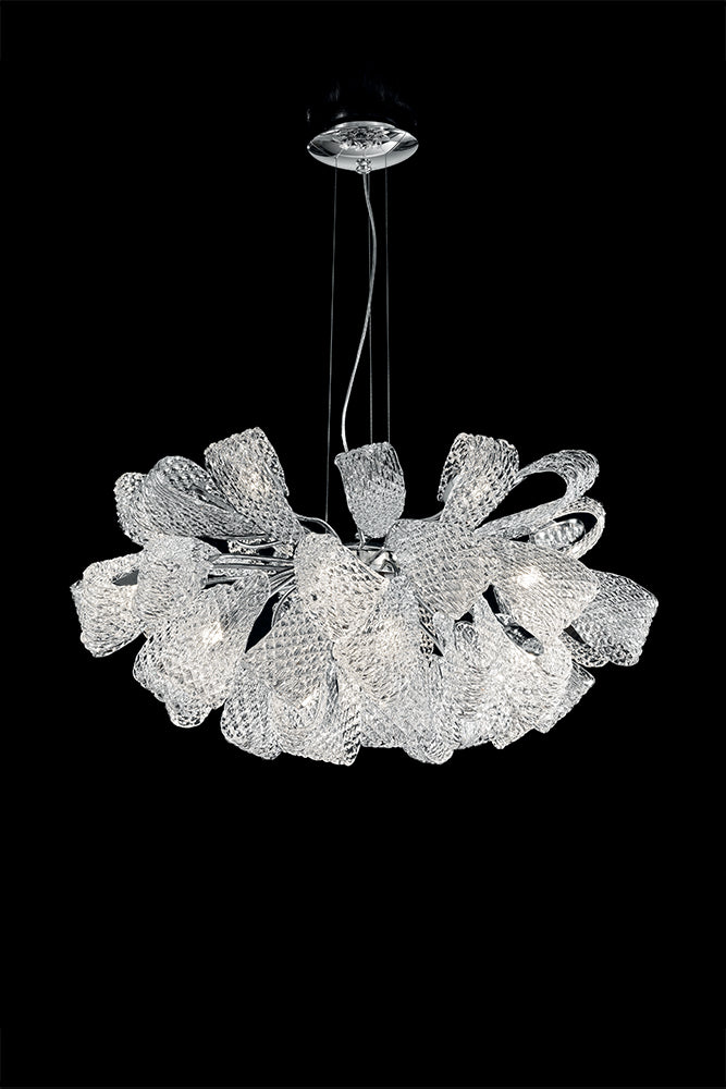 Handmade glamorous ceiling pendant Chandelier with 21 lighted arms and Murano Glass