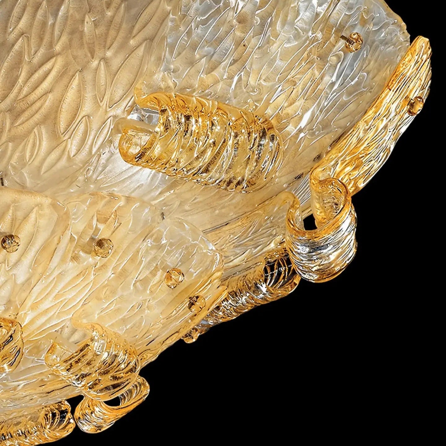 Handmade Classic Venetian Flush Ceiling Lamp In Amber