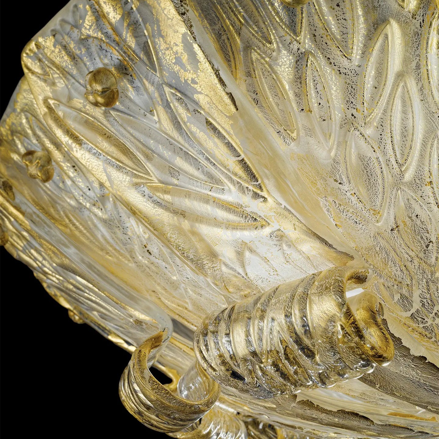 Handmade Classic Venetian Flush Ceiling Lamp In Amber