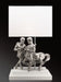 Centaur figurine table lamp with white velvet shade