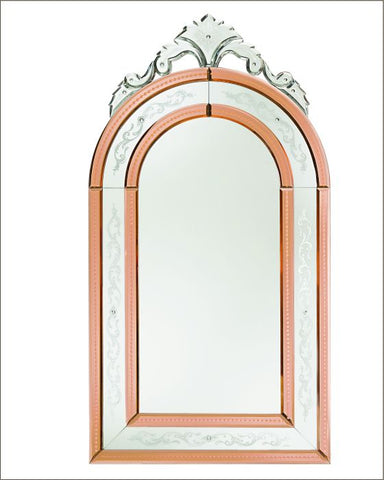 Wood-framed Venetian mirror with custom colour surround