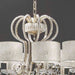 Ten arm crystal chandelier with white lace shades