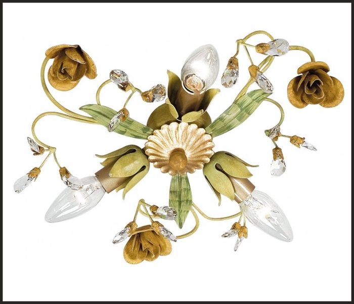 Flowers & Leaves Metal Ceiling Light with Swarovski Elements