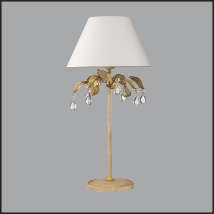 Table lamp with gold fruit and glass crystals