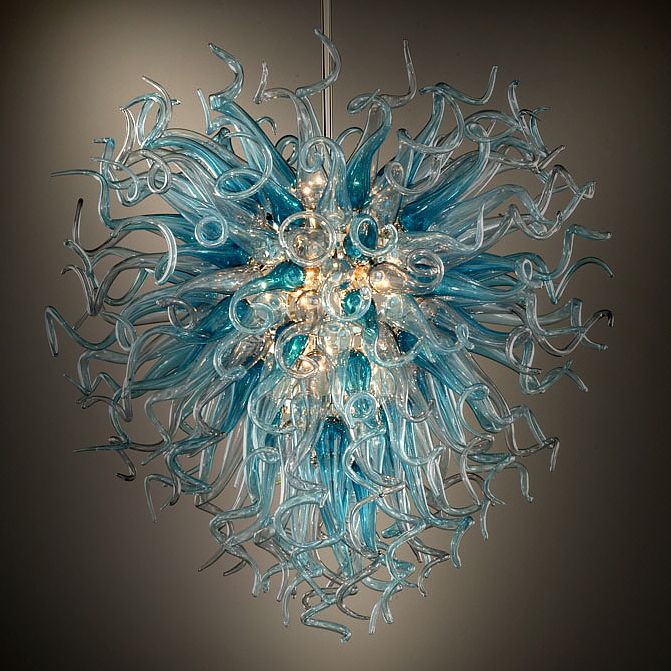 Customizable Chihuly-style art glass chandelier