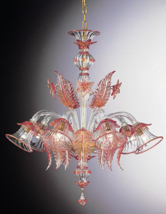 Pink and gold Murano Glass Chandelier