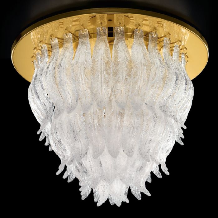 Gold or chrome framed 56 cm Murano glass flush ceiling light