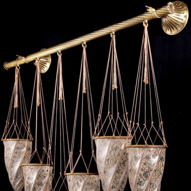 Fortuny Style Six Light Murano Glass Linear Wall Light