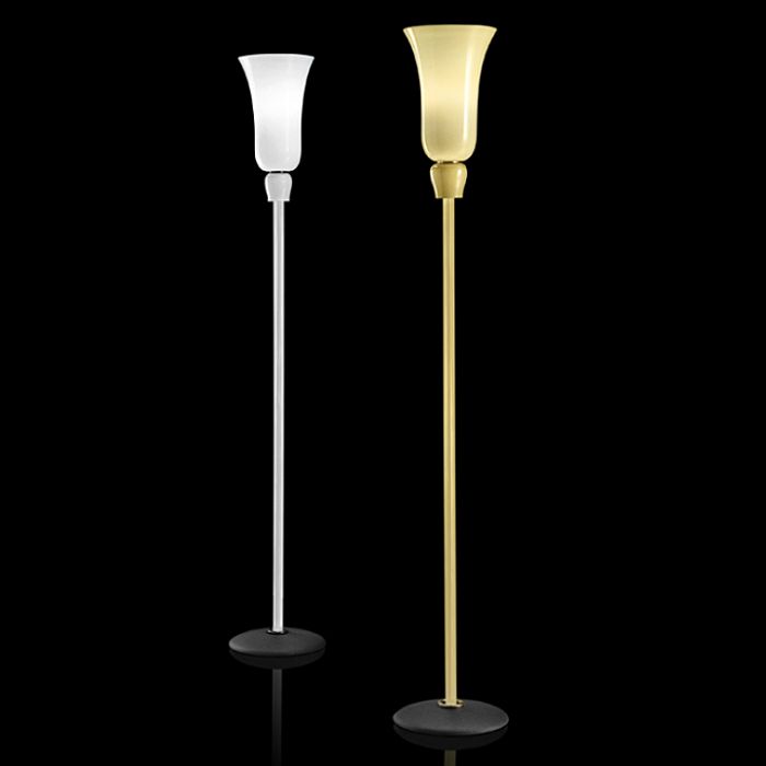 The Anni Trenta straw yellow or white floor lamp from Venini