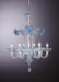 Aquamarine & clear Murano glass floral chandelier with 6 lights
