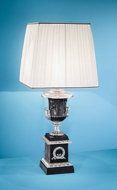 Matte Dark Bronze and Antique Silver Table Lamp