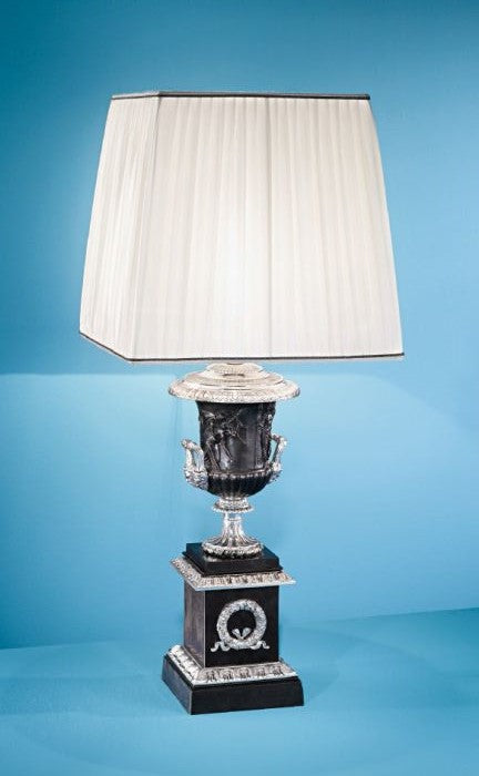 Matte Dark Bronze and Antique Silver Table Lamp