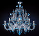 Blue & crystal 9 light Rezzonico style chandelier from Murano